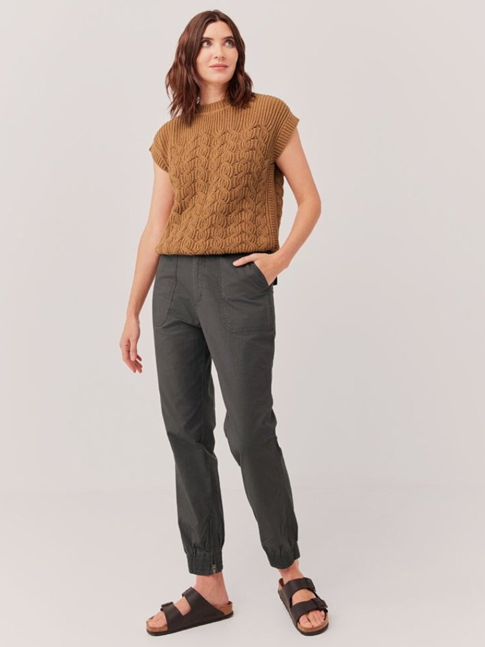 Pact Gray Organic Cotton Woven Twill Utility Jogger Gorpcore Zip Ankle